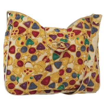 CHANEL Tote Bag Canvas Yellow Gold CC Auth bs29342