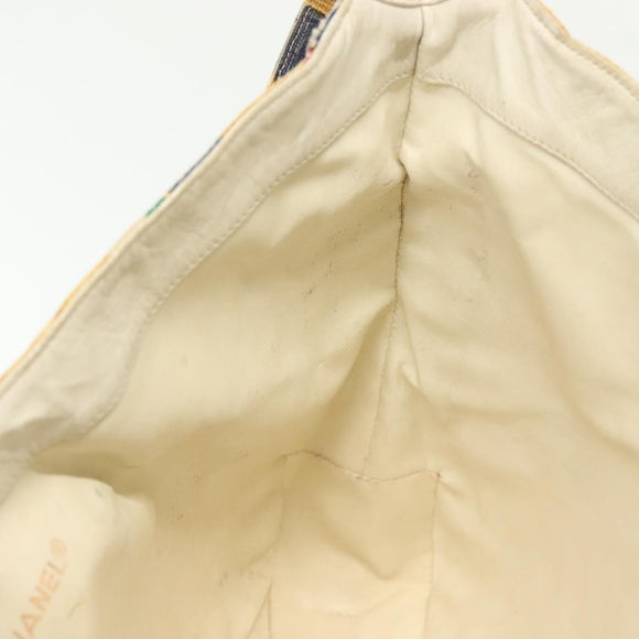 CHANEL Tote Bag Canvas Yellow Gold CC Auth bs29342