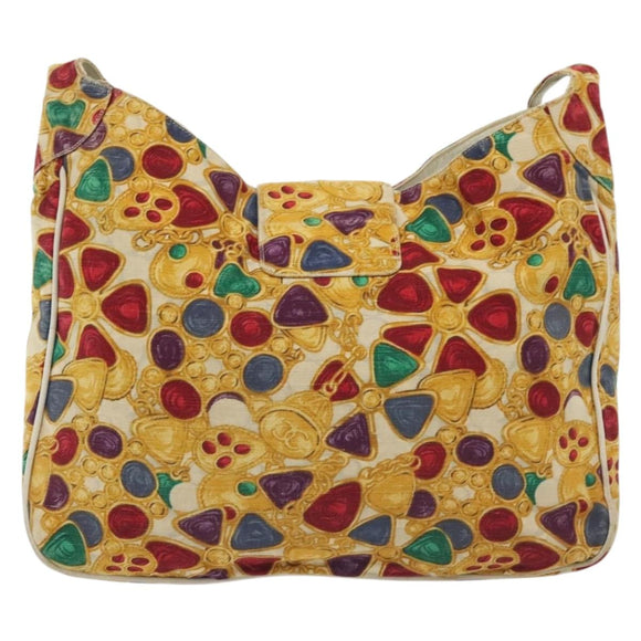 CHANEL Tote Bag Canvas Yellow Gold CC Auth bs29342