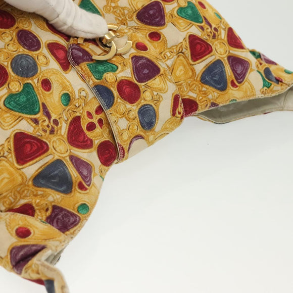 CHANEL Tote Bag Canvas Yellow Gold CC Auth bs29342