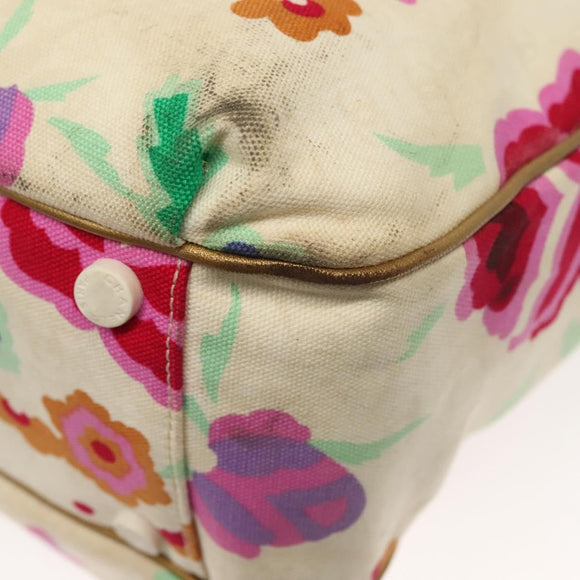 CHANEL Tote Bag Canvas White Gold CC Auth bs29343