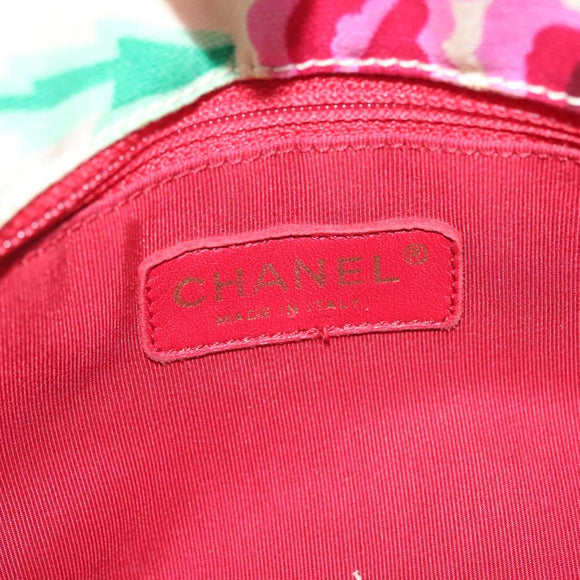 CHANEL Tote Bag Canvas White Gold CC Auth bs29343