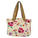 CHANEL Tote Bag Canvas White Gold CC Auth bs29343-2