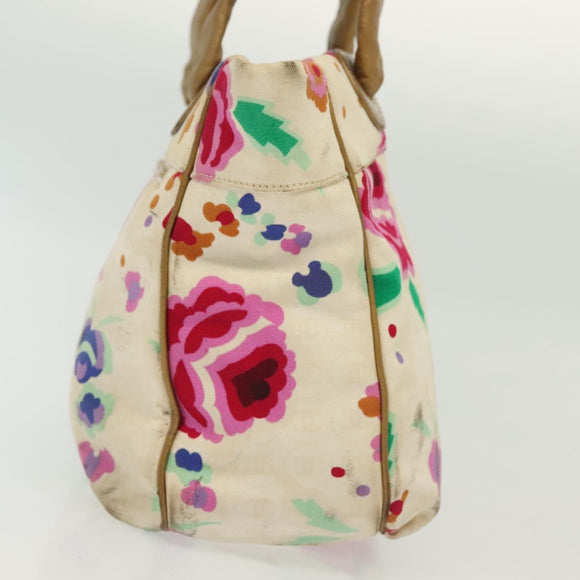 CHANEL Tote Bag Canvas White Gold CC Auth bs29343