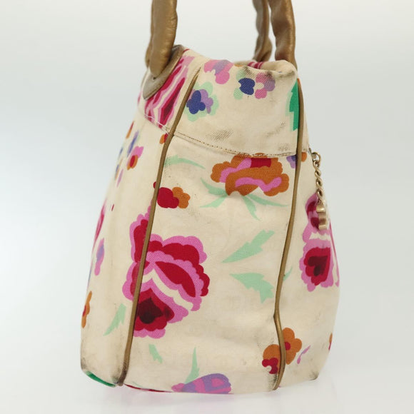 CHANEL Tote Bag Canvas White Gold CC Auth bs29343