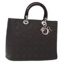 Christian Dior Canage Hand Bag Nylon Khaki Purple Silver Auth bs29344-1