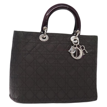Christian Dior Canage Hand Bag Nylon Khaki Purple Silver Auth bs29344