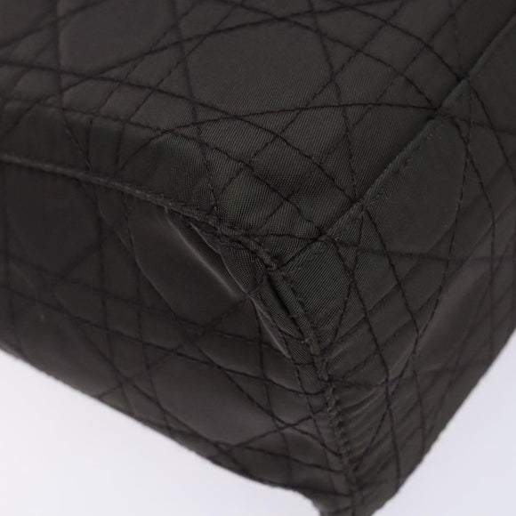 Christian Dior Canage Hand Bag Nylon Khaki Purple Silver Auth bs29344