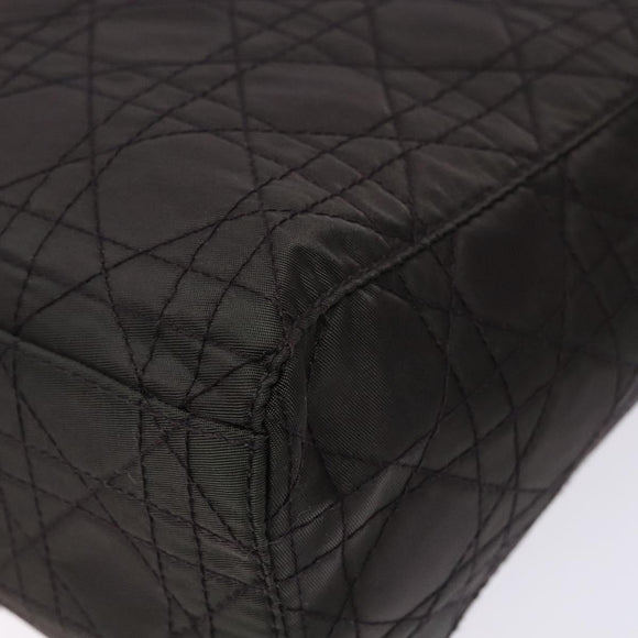 Christian Dior Canage Hand Bag Nylon Khaki Purple Silver Auth bs29344