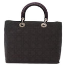 Christian Dior Canage Hand Bag Nylon Khaki Purple Silver Auth bs29344-3