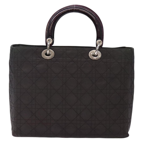 Christian Dior Canage Hand Bag Nylon Khaki Purple Silver Auth bs29344