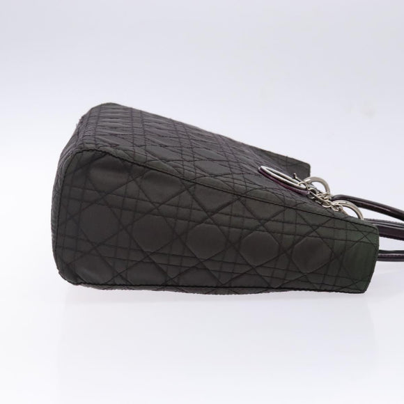 Christian Dior Canage Hand Bag Nylon Khaki Purple Silver Auth bs29344