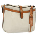 CELINE Shoulder Bag Leather White Silver Auth bs29347-1