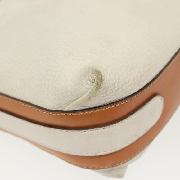 CELINE Schoudertas Leer Wit Zilver Auth bs29347