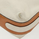 CELINE Shoulder Bag Leather White Silver Auth bs29347-16