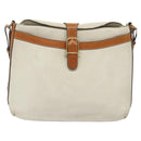 CELINE Shoulder Bag Leather White Silver Auth bs29347-13