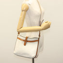 CELINE Shoulder Bag Leather White Silver Auth bs29347-22