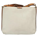 CELINE Shoulder Bag Leather White Silver Auth bs29347-2