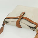 CELINE Shoulder Bag Leather White Silver Auth bs29347-6