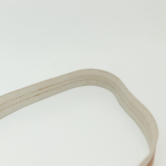 CELINE Shoulder Bag Leather White Silver Auth bs29347