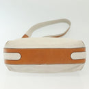 CELINE Shoulder Bag Leather White Silver Auth bs29347-5