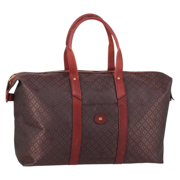 BALENCIAGA Boston Bag Canvas Red Gold Auth bs29348