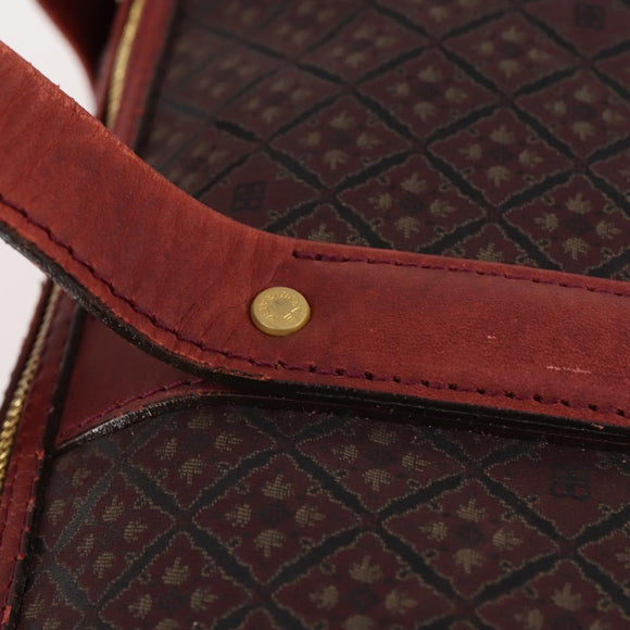 BALENCIAGA Boston Bag Canvas Red Gold Auth bs29348