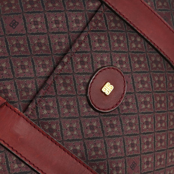 BALENCIAGA Boston Bag Canvas Red Gold Auth bs29348