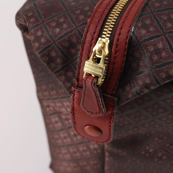 BALENCIAGA Boston Bag Canvas Red Gold Auth bs29348