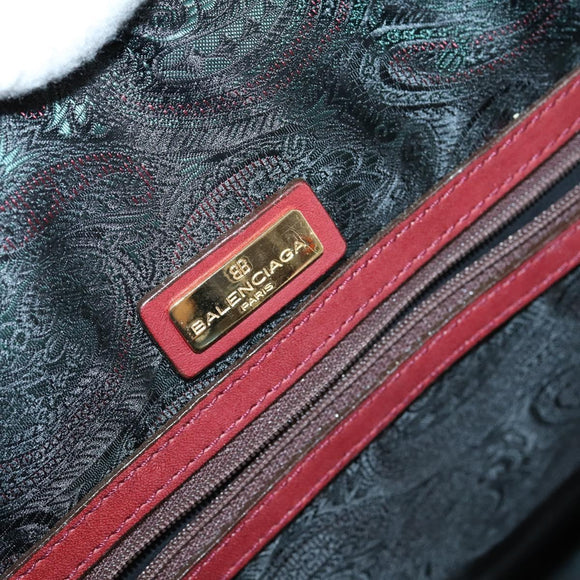 BALENCIAGA Boston Bag Canvas Red Gold Auth bs29348