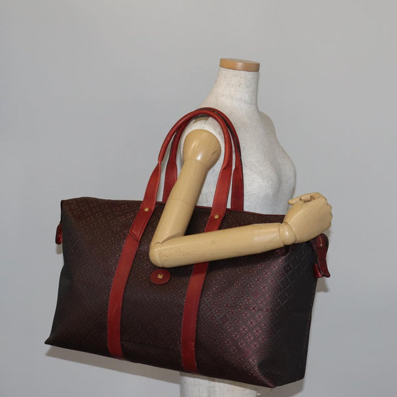 BALENCIAGA Boston Bag Canvas Red Gold Auth bs29348