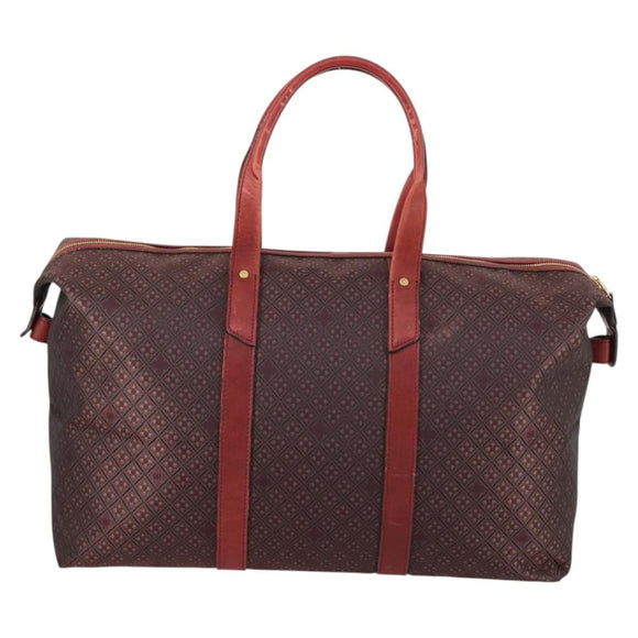 BALENCIAGA Boston Bag Canvas Red Gold Auth bs29348