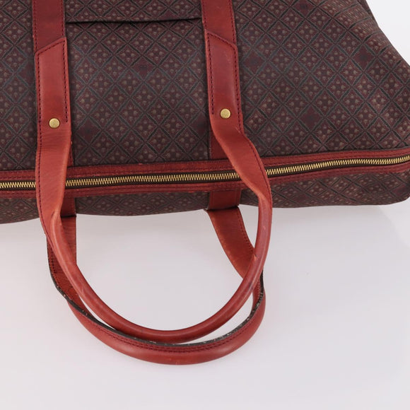 BALENCIAGA Boston Bag Canvas Red Gold Auth bs29348