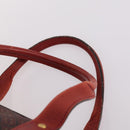 BALENCIAGA Boston Bag Canvas Red Gold Auth bs29348-8