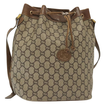 GUCCI GG Plus Supreme Shoulder Bag PVC Leather Beige Gold Auth bs29350