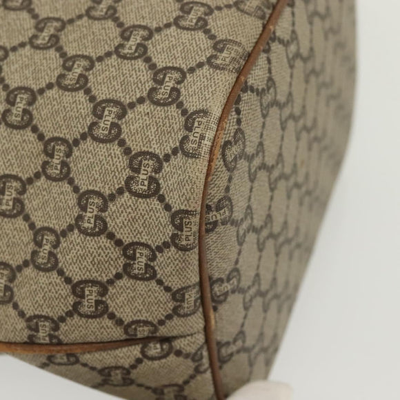 GUCCI GG Plus Supreme Shoulder Bag PVC Leather Beige Gold Auth bs29350