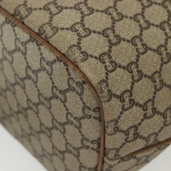 GUCCI GG Plus Supreme Shoulder Bag PVC Leather Beige Gold Auth bs29350