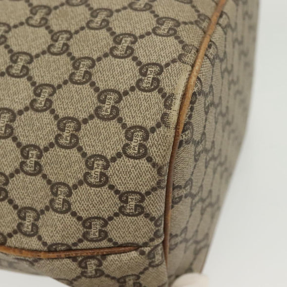 GUCCI GG Plus Supreme Shoulder Bag PVC Leather Beige Gold Auth bs29350