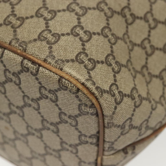 GUCCI GG Plus Supreme Shoulder Bag PVC Leather Beige Gold Auth bs29350