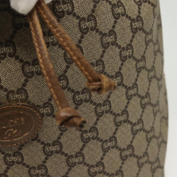 GUCCI GG Plus Supreme Shoulder Bag PVC Leather Beige Gold Auth bs29350