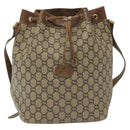 GUCCI GG Plus Supreme Shoulder Bag PVC Leather Beige Gold Auth bs29350-13