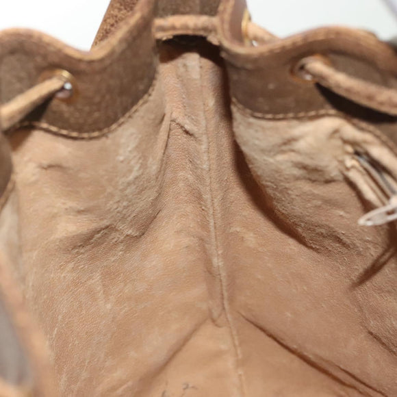 GUCCI GG Plus Supreme Shoulder Bag PVC Leather Beige Gold Auth bs29350