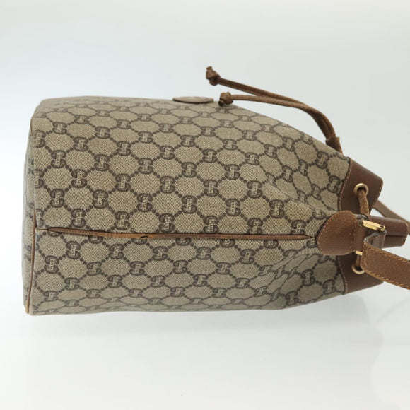 GUCCI GG Plus Supreme Shoulder Bag PVC Leather Beige Gold Auth bs29350