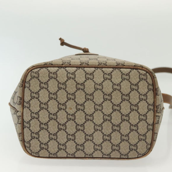 GUCCI GG Plus Supreme Shoulder Bag PVC Leather Beige Gold Auth bs29350