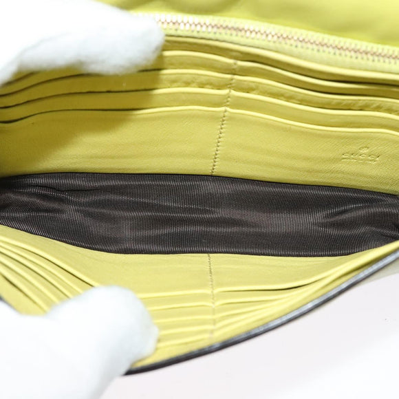 GUCCI Shoulder Wallet Leather Yellow Gold 369664 Auth bs29351