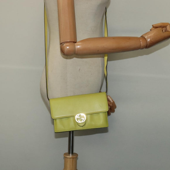 GUCCI Shoulder Wallet Leather Yellow Gold 369664 Auth bs29351