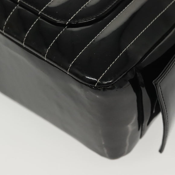 CHANEL Mademoiselle Chain Bag Patent leather Black Silver CC Auth bs29353
