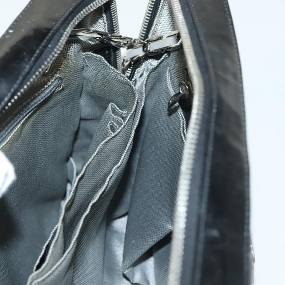 CHANEL Mademoiselle Chain Bag Patent leather Black Silver CC Auth bs29353