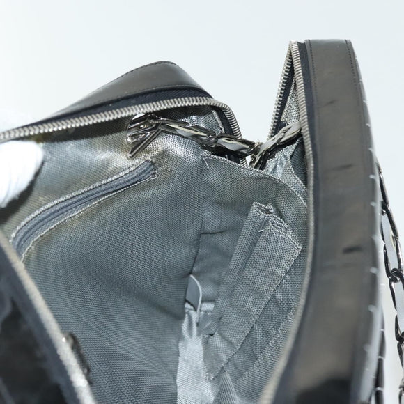 CHANEL Mademoiselle Chain Bag Patent leather Black Silver CC Auth bs29353