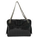 CHANEL Mademoiselle Chain Bag Patent leather Black Silver CC Auth bs29353-3